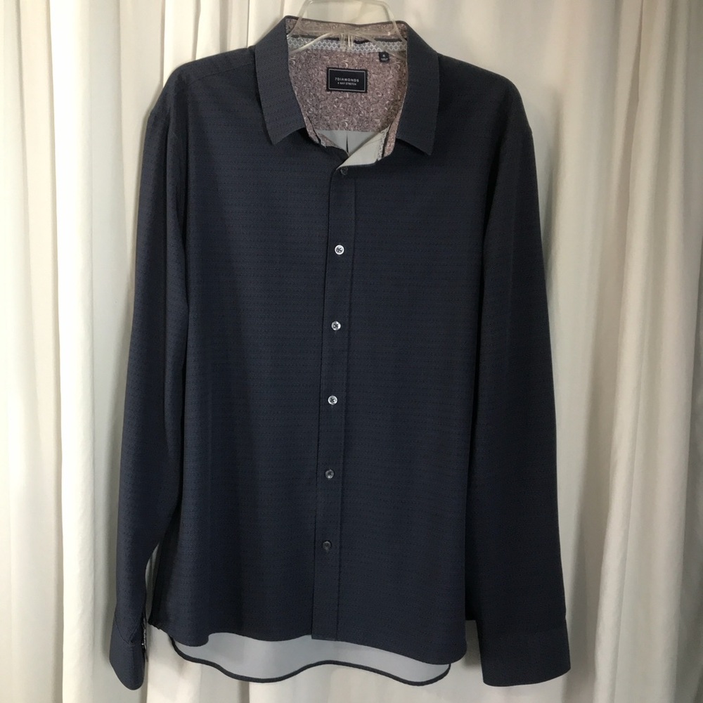7 Diamonds Men's Navy Button-Up Shirt
